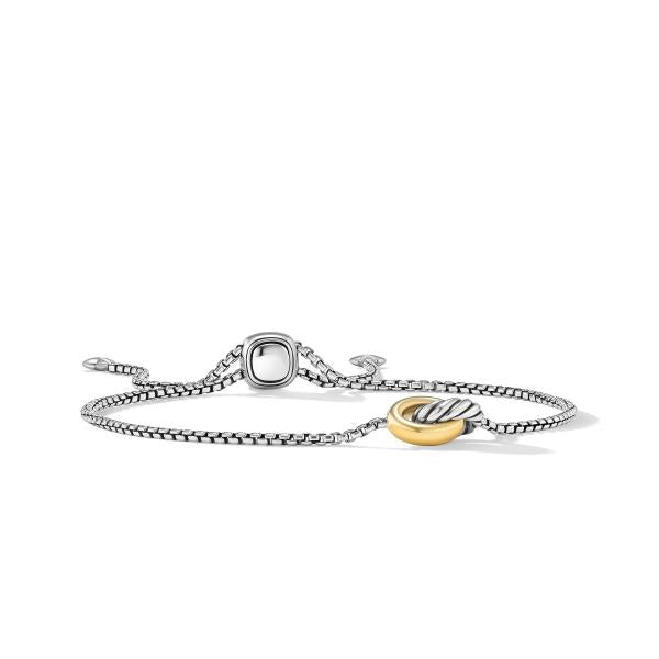 Petite Cable Linked Bracelet in Sterling Silver with 14K Yellow Gold, 15mm