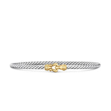 Load image into Gallery viewer, Micro Cable Flex Buckle Bracelet in Sterling Silver with 14K Yellow Gold, 2.6mm
