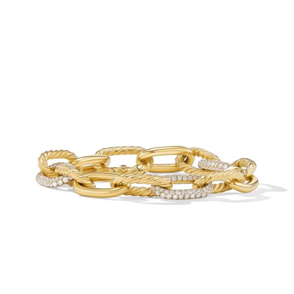 DY Madison Chain Bracelet in 18K Yellow Gold with Diamonds, 11mm