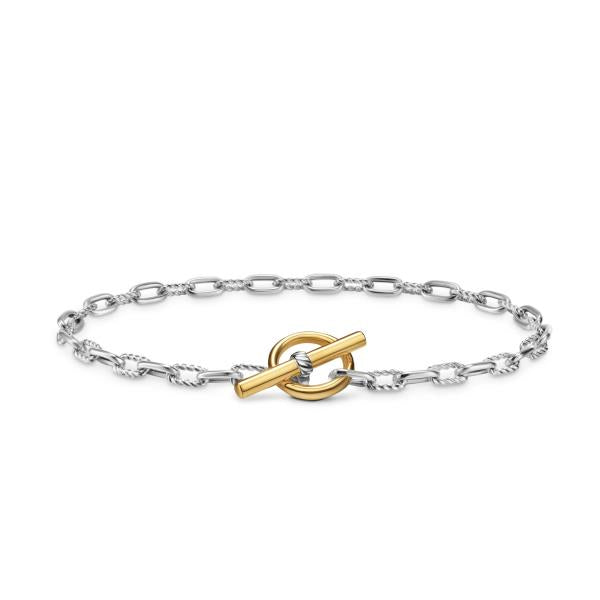 DY Madison Toggle Chain Bracelet in Sterling Silver with 18K Yellow Gold, 3mm