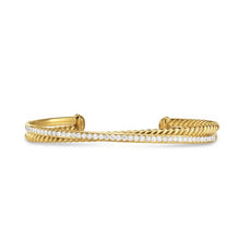 Load image into Gallery viewer, Crossover Two Row Bracelet in 18K Yellow Gold with Diamonds, 6mm
