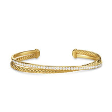Load image into Gallery viewer, Crossover Two Row Bracelet in 18K Yellow Gold with Diamonds, 6mm
