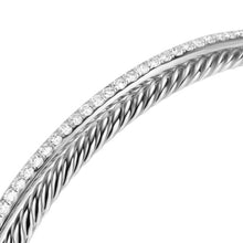 Load image into Gallery viewer, Crossover Two Row Bracelet in Sterling Silver with Diamonds, 6mm
