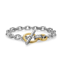 Load image into Gallery viewer, DY Mercer Toggle Chain Bracelet in Sterling Silver with 18K Yellow Gold and Diamonds, 8mm
