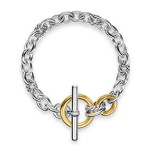 Load image into Gallery viewer, DY Mercer Toggle Chain Bracelet in Sterling Silver with 18K Yellow Gold and Diamonds, 8mm
