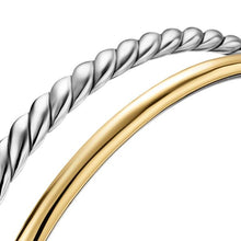 Load image into Gallery viewer, DY Mercer Two Row Cuff Bracelet in Sterling Silver with 18K Yellow Gold, 8mm
