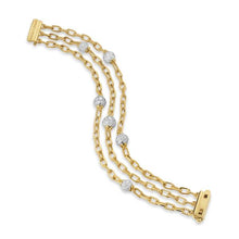 Load image into Gallery viewer, DY Madison Pave Bead Multi Row Chain Bracelet in 18K Yellow Gold with Diamonds, 15mm
