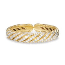 Load image into Gallery viewer, Sculpted Cable Flex Bracelet in 18K Yellow Gold with Diamonds, 11mm
