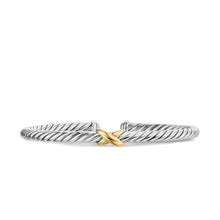 Load image into Gallery viewer, Cable Flex X Station Bracelet in Sterling Silver with 14K Yellow Gold, 4mm
