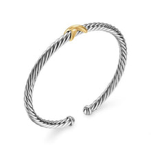 Load image into Gallery viewer, Cable Flex X Station Bracelet in Sterling Silver with 14K Yellow Gold, 4mm
