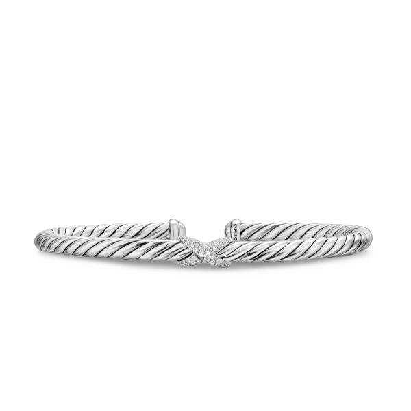 Cable Flex X Station Bracelet in Sterling Silver with Diamonds, 4mm