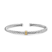 Load image into Gallery viewer, Cable Flex Station Bracelet in Sterling Silver with 14K Yellow Gold, 4mm
