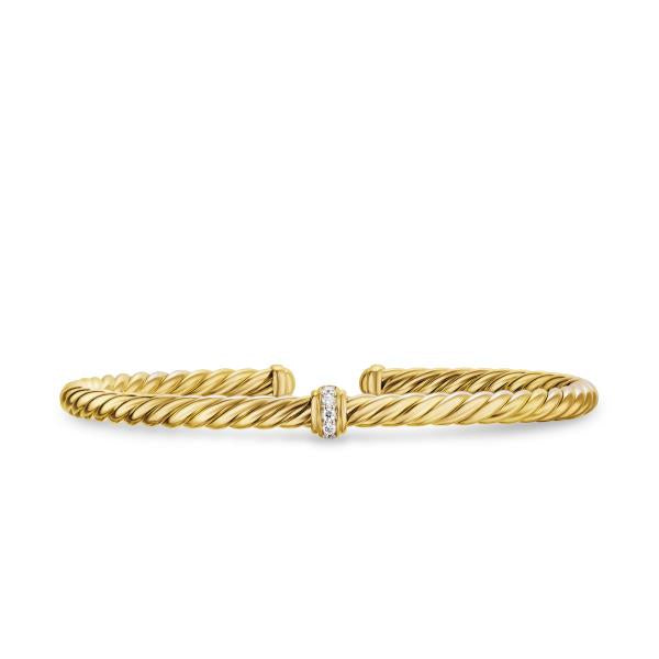 Cablespira Flex Station Bracelet in 18K Yellow Gold with Diamonds, 4mm