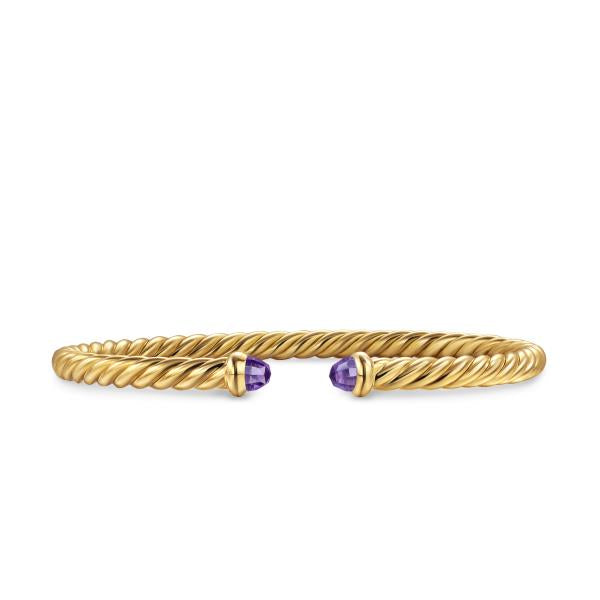 Cablespira Flex Bracelet in 18K Yellow Gold with Amethyst, 4mm