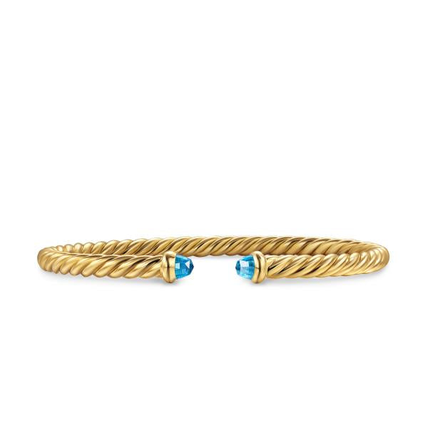 Cablespira Flex Bracelet in 18K Yellow Gold with Blue Topaz, 4mm