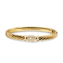 Load image into Gallery viewer, Sculpted Cable Buckle Bracelet in 18K Yellow Gold with Diamonds, 6mm
