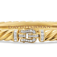 Load image into Gallery viewer, Sculpted Cable Buckle Bracelet in 18K Yellow Gold with Diamonds, 6mm
