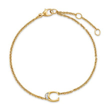 Load image into Gallery viewer, Petite Pave Initial Chain Bracelet in 18K Yellow Gold with Diamond C
