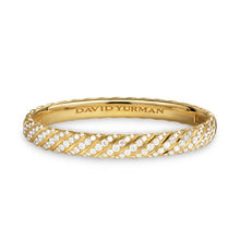 Load image into Gallery viewer, Sculpted Cable Bangle Bracelet in 18K Yellow Gold with Diamonds, 8mm
