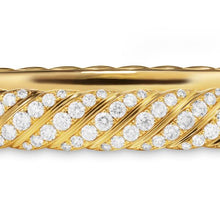 Load image into Gallery viewer, Sculpted Cable Bangle Bracelet in 18K Yellow Gold with Diamonds, 8mm
