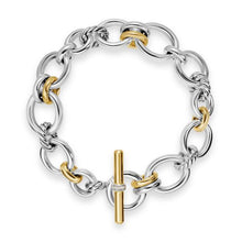 Load image into Gallery viewer, DY Mercer Chain Bracelet in Sterling Silver with 18K Yellow Gold and Diamonds, 8mm
