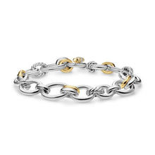 Load image into Gallery viewer, DY Mercer Chain Bracelet in Sterling Silver with 18K Yellow Gold and Diamonds, 8mm
