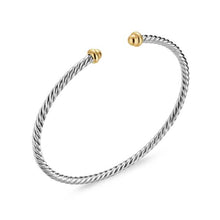 Load image into Gallery viewer, Micro Cable Flex Bracelet in Sterling Silver with 14K Yellow Gold, 2.6mm
