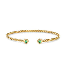 Load image into Gallery viewer, Micro Cablespira Flex Round Bracelet in 18K Yellow Gold with Emeralds, 2.6mm
