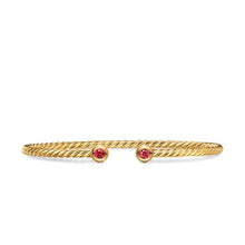 Load image into Gallery viewer, Micro Cablespira Flex Round Bracelet in 18K Yellow Gold with Rubies, 2.6mm
