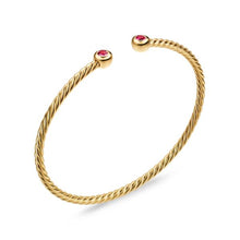 Load image into Gallery viewer, Micro Cablespira Flex Round Bracelet in 18K Yellow Gold with Rubies, 2.6mm
