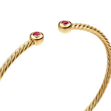 Load image into Gallery viewer, Micro Cablespira Flex Round Bracelet in 18K Yellow Gold with Rubies, 2.6mm
