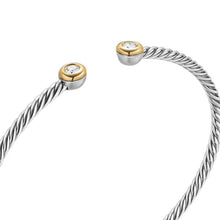 Load image into Gallery viewer, Micro Cable Flex Round Bracelet in Sterling Silver with 14K Yellow Gold and Diamonds, 2.6mm
