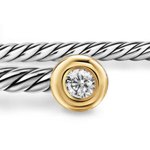 Load image into Gallery viewer, Micro Cable Flex Round Bracelet in Sterling Silver with 14K Yellow Gold and Diamonds, 2.6mm
