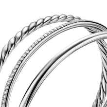 Load image into Gallery viewer, DY Mercer Three Row Cuff Bracelet in Sterling Silver with Diamonds, 10mm
