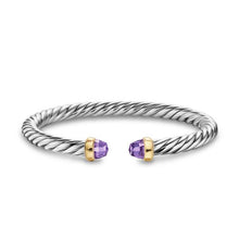 Load image into Gallery viewer, Cable Flex Bracelet in Sterling Silver with 14K Yellow Gold and Amethyst, 6mm
