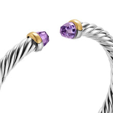 Load image into Gallery viewer, Cable Flex Bracelet in Sterling Silver with 14K Yellow Gold and Amethyst, 6mm
