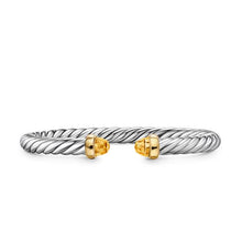 Load image into Gallery viewer, Cable Flex Bracelet in Sterling Silver with 14K Yellow Gold and Citrine, 6mm
