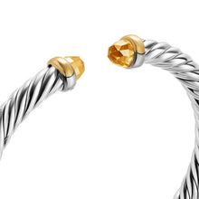 Load image into Gallery viewer, Cable Flex Bracelet in Sterling Silver with 14K Yellow Gold and Citrine, 6mm

