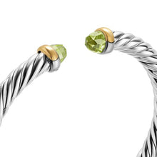 Load image into Gallery viewer, Cable Flex Bracelet in Sterling Silver with 14K Yellow Gold and Peridot, 6mm
