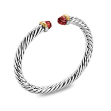 Load image into Gallery viewer, Cable Flex Bracelet in Sterling Silver with 14K Yellow Gold and Rhodolite Garnet, 6mm
