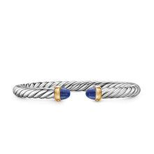 Load image into Gallery viewer, Cable Flex Bracelet in Sterling Silver with 14K Yellow Gold and Lapis, 6mm
