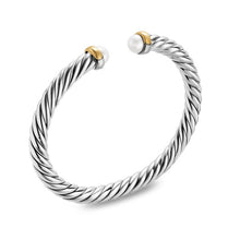 Load image into Gallery viewer, Cable Flex Bracelet in Sterling Silver with 14K Yellow Gold and Pearls, 6mm
