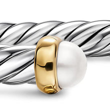 Load image into Gallery viewer, Cable Flex Bracelet in Sterling Silver with 14K Yellow Gold and Pearls, 6mm
