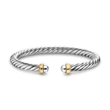 Load image into Gallery viewer, Cable Flex Bracelet in Sterling Silver with 14K Yellow Gold, 6mm
