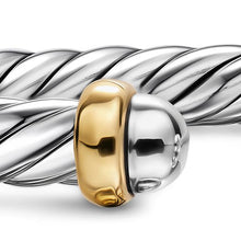 Load image into Gallery viewer, Cable Flex Bracelet in Sterling Silver with 14K Yellow Gold, 6mm
