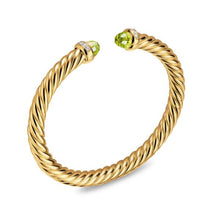 Load image into Gallery viewer, Cablespira Flex Bracelet in 18K Yellow Gold with Peridot and Diamonds, 6mm
