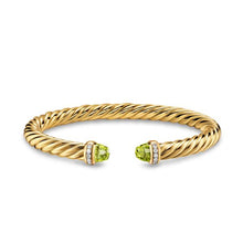 Load image into Gallery viewer, Cablespira Flex Bracelet in 18K Yellow Gold with Peridot and Diamonds, 6mm
