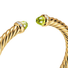 Load image into Gallery viewer, Cablespira Flex Bracelet in 18K Yellow Gold with Peridot and Diamonds, 6mm
