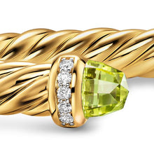 Load image into Gallery viewer, Cablespira Flex Bracelet in 18K Yellow Gold with Peridot and Diamonds, 6mm
