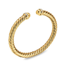 Load image into Gallery viewer, Cablespira Flex Bracelet in 18K Yellow Gold with Gold Domes and Diamonds, 6mm
